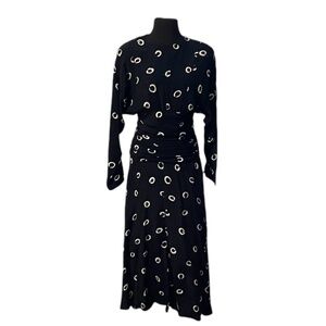 Vintage Dennis Goldsmith black + white abstract moon print Women's Dress Size 10
